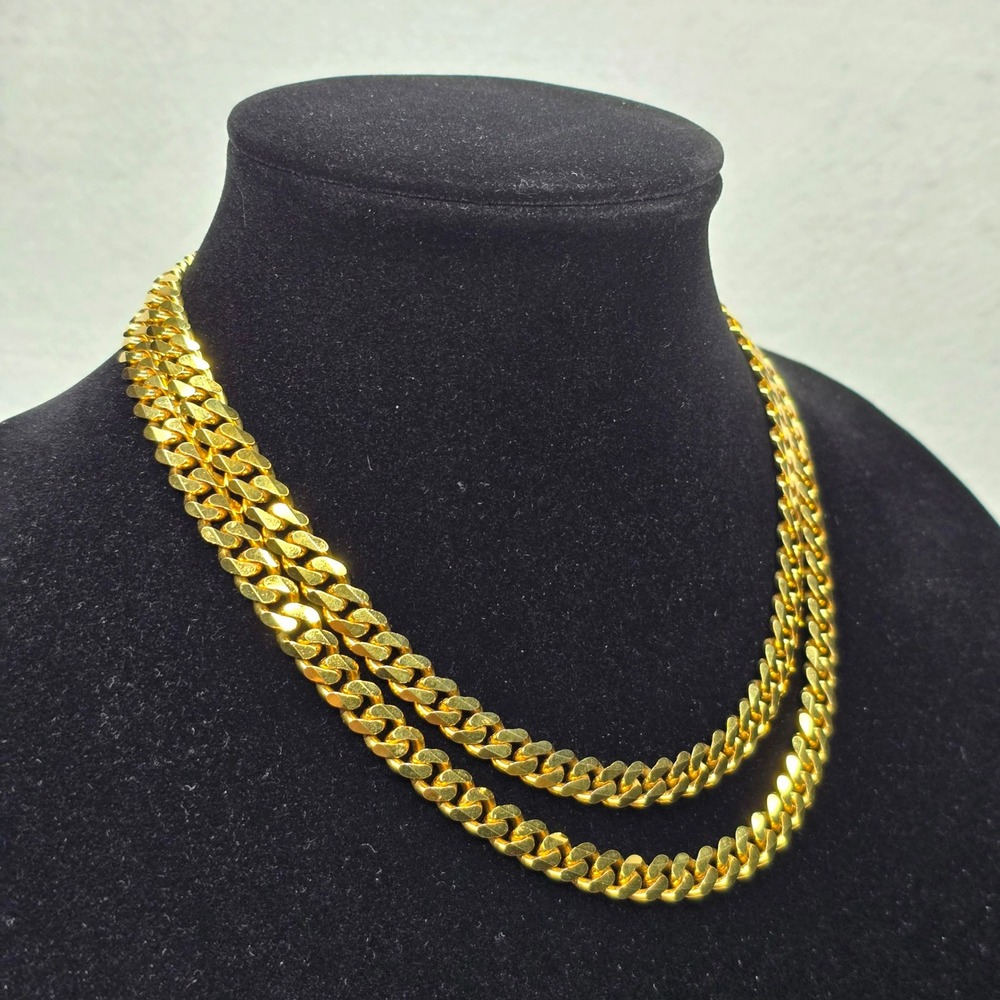 Monet Gold Tone Cuban Link Chain Necklace Long 36" Jewelry - Picture 4 of 16